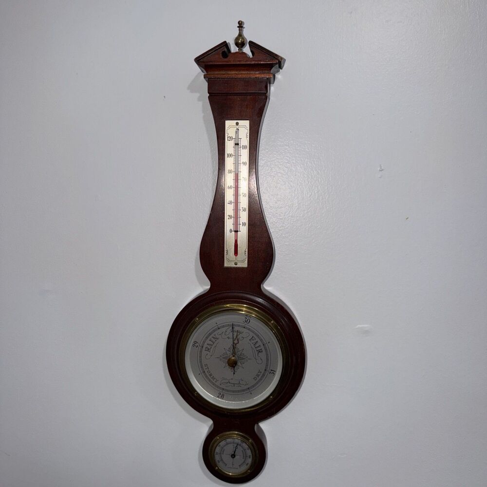 Vintage Solid Mahogany Barometer, Fee and Stemwedel, Airguide - Mahogany, Brass
